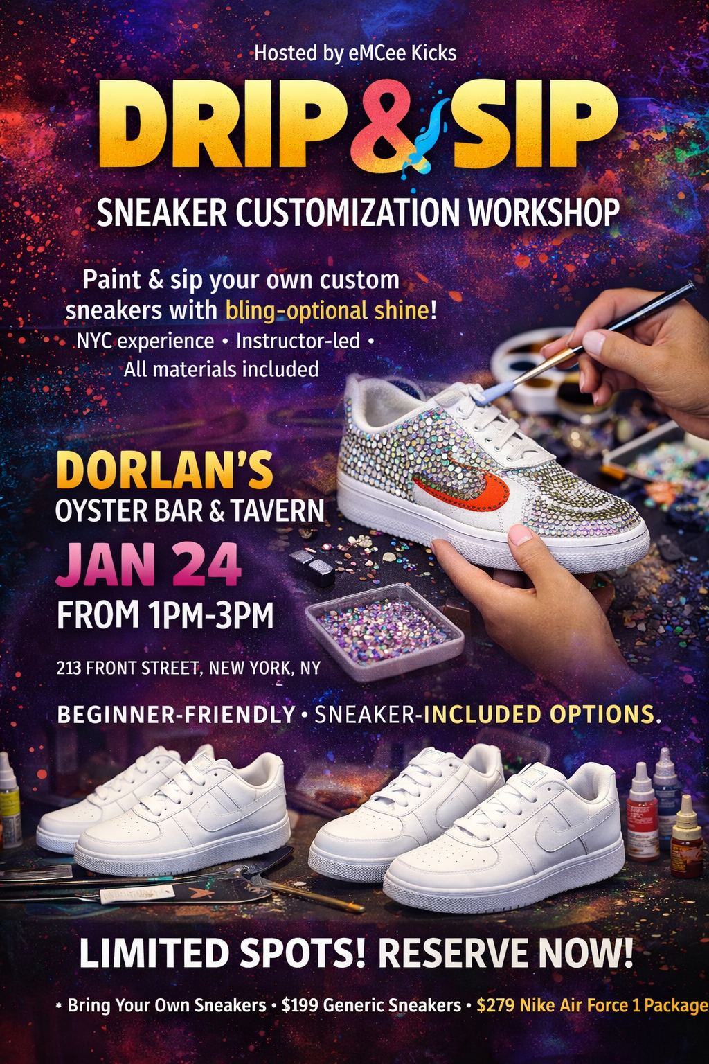Drip & Sip Sneaker Customization Workshop | Paint & Sip NYC Experience🗽